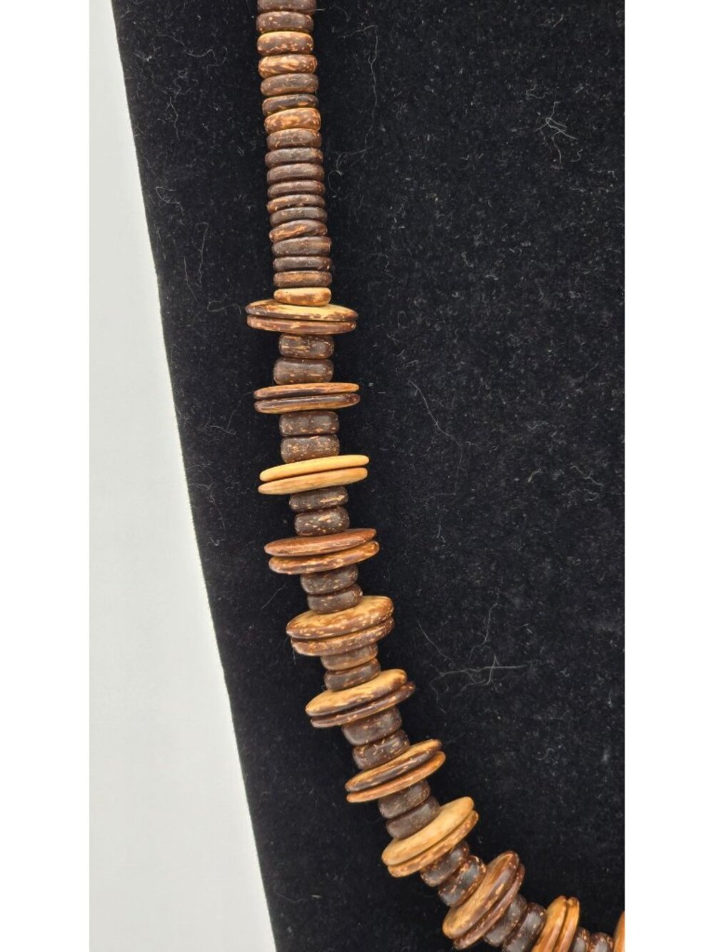 Vintage Horn Coconut Wood Statement Necklace 22" Brutalist Tribal Chunky Boho - Picture 3 of 14